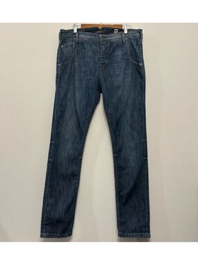 Daniele Alessandrini Button Fly Blue Wash Jeans‎ Distressed Stretch Men’s 31